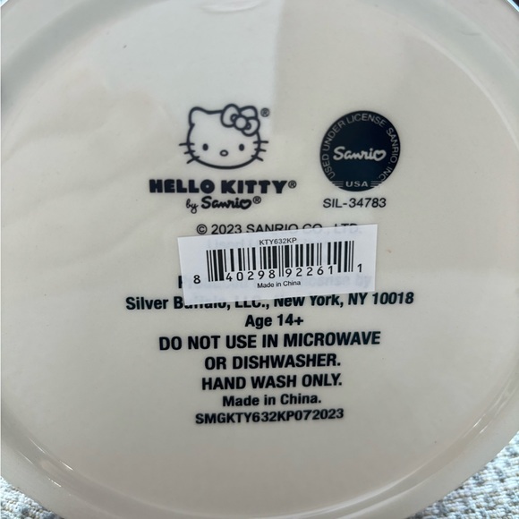 Hello Kitty pink/white stripe lidded canister/cookie/treat jar New sealed 8 inch - Picture 5 of 5